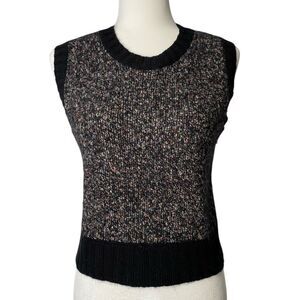 Autumn Cashmere Womens Tweed Shrunken Crew Neck Sweater Vest Black Size Small